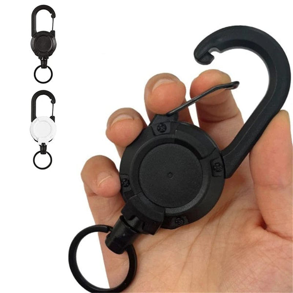 Planet Gates New Outdoor Automatic Retractable Wire Rope Luya Anti-theft Tactical Keychain Telescopic Keychain Retractable Hook Tool