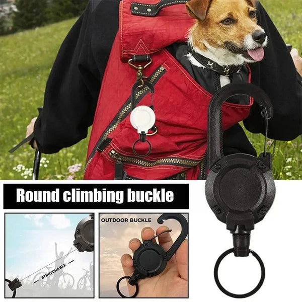 Planet Gates New Outdoor Automatic Retractable Wire Rope Luya Anti-theft Tactical Keychain Telescopic Keychain Retractable Hook Tool