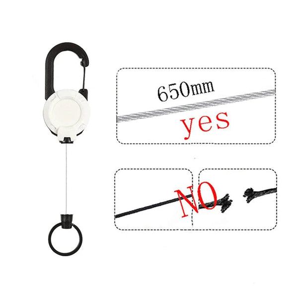 Planet Gates New Outdoor Automatic Retractable Wire Rope Luya Anti-theft Tactical Keychain Telescopic Keychain Retractable Hook Tool