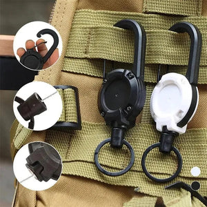 Planet Gates New Outdoor Automatic Retractable Wire Rope Luya Anti-theft Tactical Keychain Telescopic Keychain Retractable Hook Tool