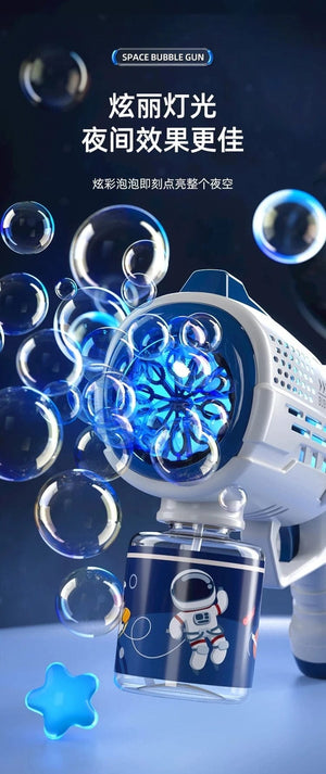 Planet Gates New Porous Astronaut Electric Bubble Gun Kid Toy Bubbles Machine Automatic Soap Blower with Light Summer Outdoor Party Games toy