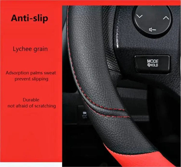 Planet Gates New PU Leather Splicing Leather Anti-slip Wear Four Seasons Universal Steering Wheel Cover