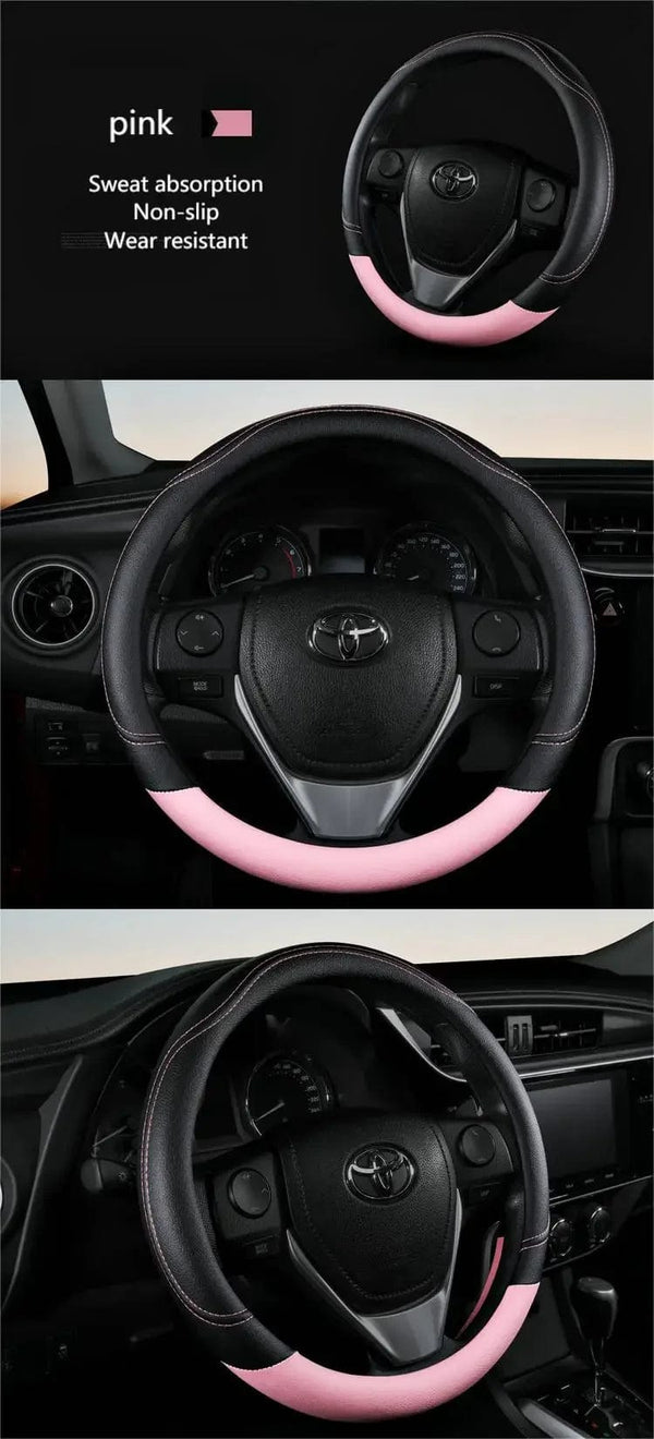 Planet Gates New PU Leather Splicing Leather Anti-slip Wear Four Seasons Universal Steering Wheel Cover
