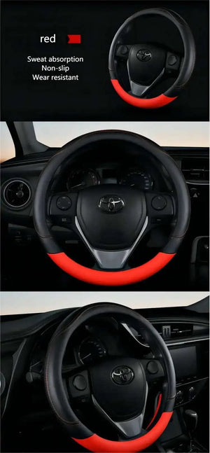 Planet Gates New PU Leather Splicing Leather Anti-slip Wear Four Seasons Universal Steering Wheel Cover