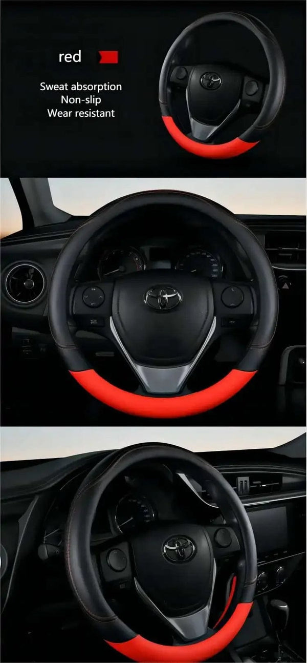 Planet Gates New PU Leather Splicing Leather Anti-slip Wear Four Seasons Universal Steering Wheel Cover
