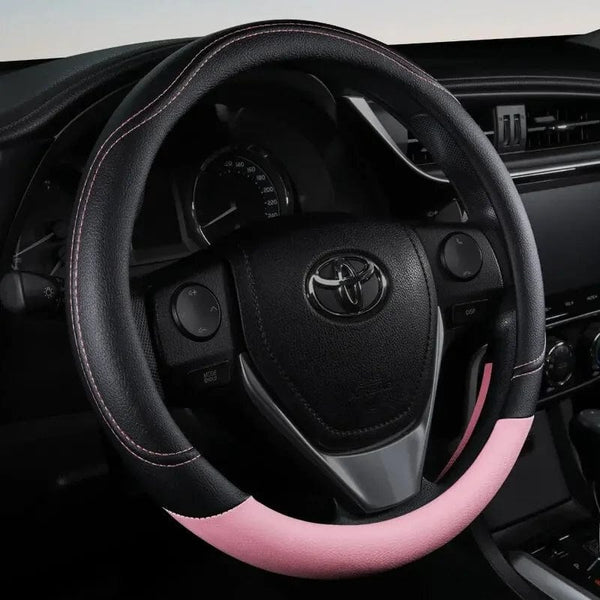 Planet Gates New PU Leather Splicing Leather Anti-slip Wear Four Seasons Universal Steering Wheel Cover