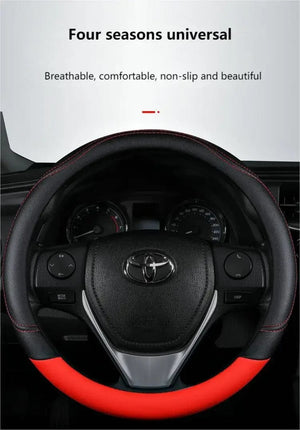 Planet Gates New PU Leather Splicing Leather Anti-slip Wear Four Seasons Universal Steering Wheel Cover