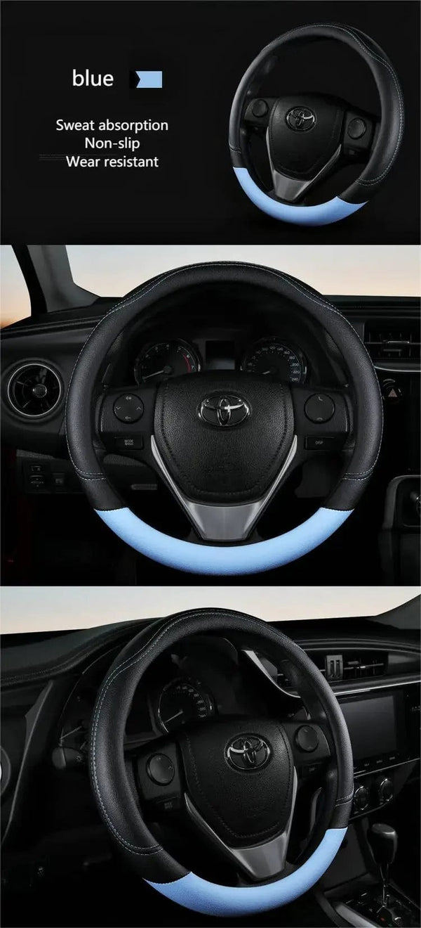 Planet Gates New PU Leather Splicing Leather Anti-slip Wear Four Seasons Universal Steering Wheel Cover