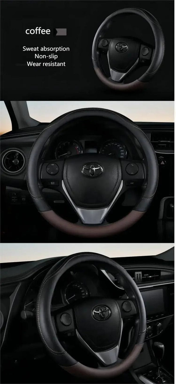 Planet Gates New PU Leather Splicing Leather Anti-slip Wear Four Seasons Universal Steering Wheel Cover