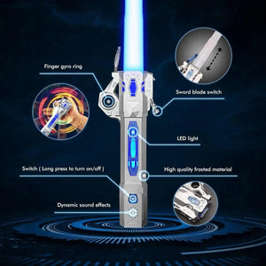 Planet Gates New Retractable Lightsaber Finger Rotating Laser Sword Flash Luminous Sound Cosplay Props Duels Battle Toy Gifts For Kids Adults