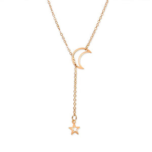 Planet Gates New Simple Moon Star Pendant Choker Necklace Simple Gold Color Alloy Charm Chain Collares Necklace For Women Party Jewelry