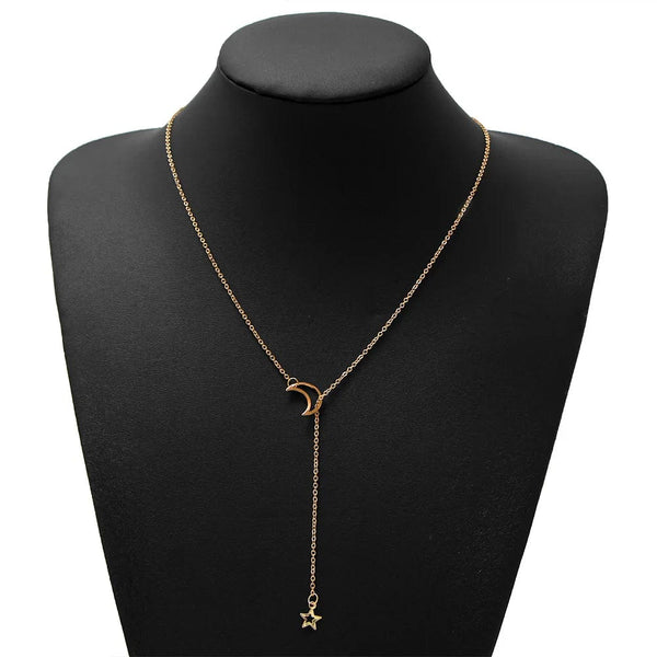 Planet Gates New Simple Moon Star Pendant Choker Necklace Simple Gold Color Alloy Charm Chain Collares Necklace For Women Party Jewelry