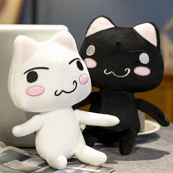 Planet Gates New Toro Inoue Cat Plush Anime Game Doll Stuffed Kittens Plushie Cartoon Couple Black and White Cats Decor Gift Toys for Kids