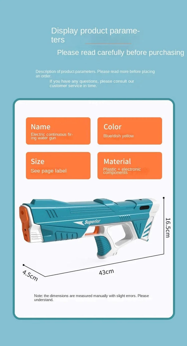 Planet Gates New Water Gun Electric Full Continuous Firing Toy Summer Beach Pool Water Toy Gun Fully Automatic Water Absorption Toys for Kids