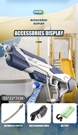 Planet Gates New Water Gun Electric Full Continuous Firing Toy Summer Beach Pool Water Toy Gun Fully Automatic Water Absorption Toys for Kids