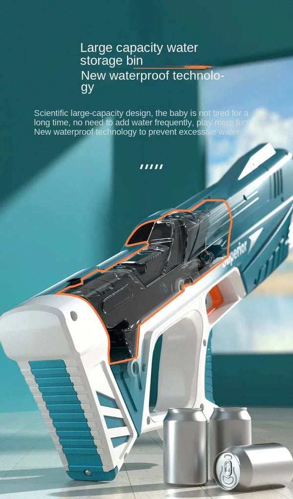 Planet Gates New Water Gun Electric Full Continuous Firing Toy Summer Beach Pool Water Toy Gun Fully Automatic Water Absorption Toys for Kids