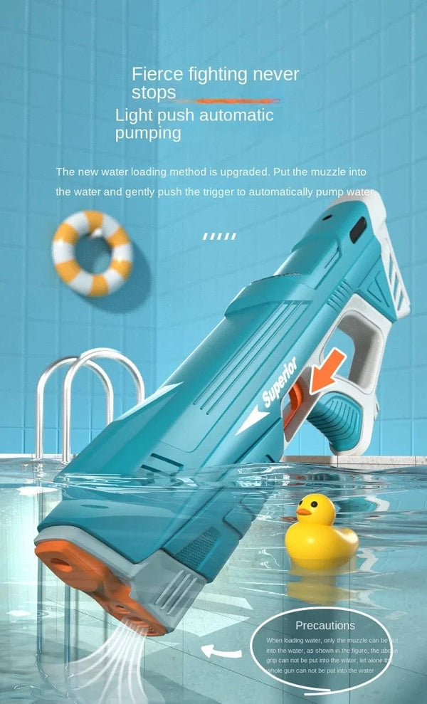 Planet Gates New Water Gun Electric Full Continuous Firing Toy Summer Beach Pool Water Toy Gun Fully Automatic Water Absorption Toys for Kids