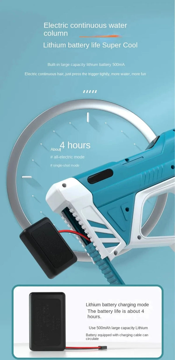 Planet Gates New Water Gun Electric Full Continuous Firing Toy Summer Beach Pool Water Toy Gun Fully Automatic Water Absorption Toys for Kids