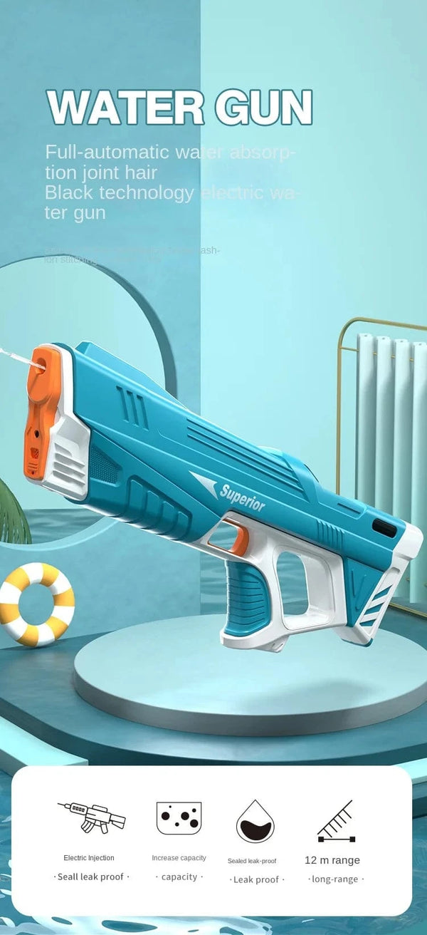 Planet Gates New Water Gun Electric Full Continuous Firing Toy Summer Beach Pool Water Toy Gun Fully Automatic Water Absorption Toys for Kids