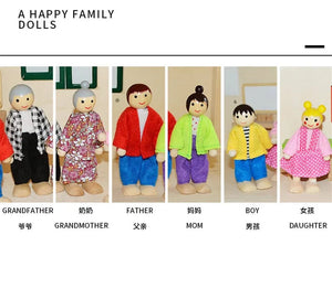 Planet Gates New Wooden Furniture Miniature Toy Mini Wood Dolls Family Doll Kids Children House Play Toy Boys Girls Gifts