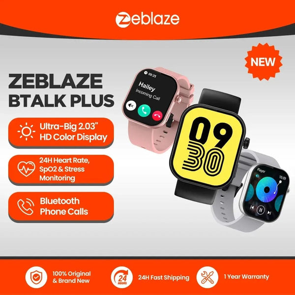 Planet Gates New Zeblaze Btalk Plus Voice Calling Smartwatch 2.03'' HD Color Display Health and Fitness Tracking Smart Watch for Men Women