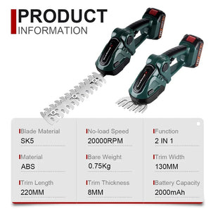 Planet Gates NEWBENY 2 IN 1 Electric Hedge Trimmer Lawn Mower Household Garden Shrub Scissors Grass Scissors Power Tool For Makita 18VBattery