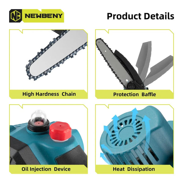 Planet Gates NEWBENY 8 Inch Brushless Electric Saw With Oiler Cordless Woodworking Garden Pruning Saw Power Tools For Makita 18V Battery