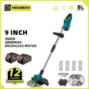 Planet Gates NEWBENY 9 Inch Brushless Electric Lawn Mower Digital Display Cordless Rechargeable Garden Weeding Tools For Makita 18V Battery