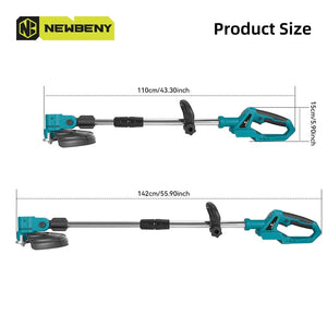 Planet Gates NEWBENY 9 Inch Brushless Electric Lawn Mower Digital Display Cordless Rechargeable Garden Weeding Tools For Makita 18V Battery