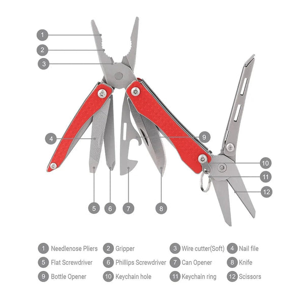 Planet Gates NexTool Mini Flagship Red/Green 10 IN 1 Multi Functional Folding EDC Hand Tool Screwdriver Mini Pliers Bottle Opener Outdoor