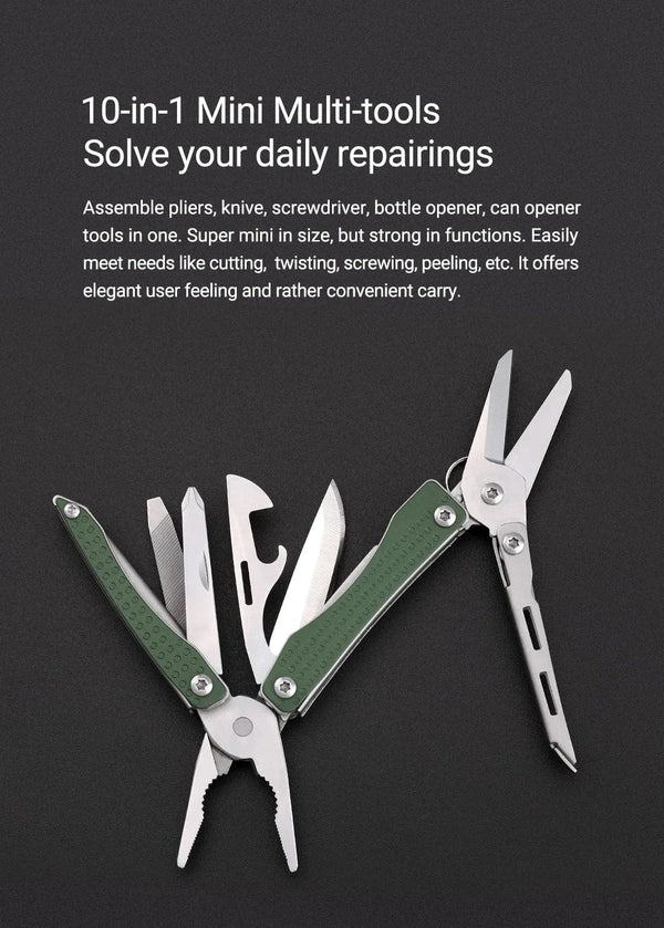 Planet Gates NexTool Mini Flagship Red/Green 10 IN 1 Multi Functional Folding EDC Hand Tool Screwdriver Mini Pliers Bottle Opener Outdoor