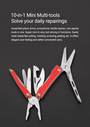 Planet Gates NexTool Mini Flagship Red/Green 10 IN 1 Multi Functional Folding EDC Hand Tool Screwdriver Mini Pliers Bottle Opener Outdoor