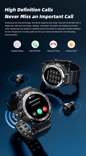 Planet Gates NFC 2 In 1 Bluetooth Headset Smart Watch TWS Music Talk With Earbuds 4 Hours Of Strong Sound Effects Music Lover Men SmartWatch