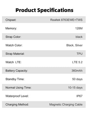 Planet Gates NFC 2 In 1 Bluetooth Headset Smart Watch TWS Music Talk With Earbuds 4 Hours Of Strong Sound Effects Music Lover Men SmartWatch
