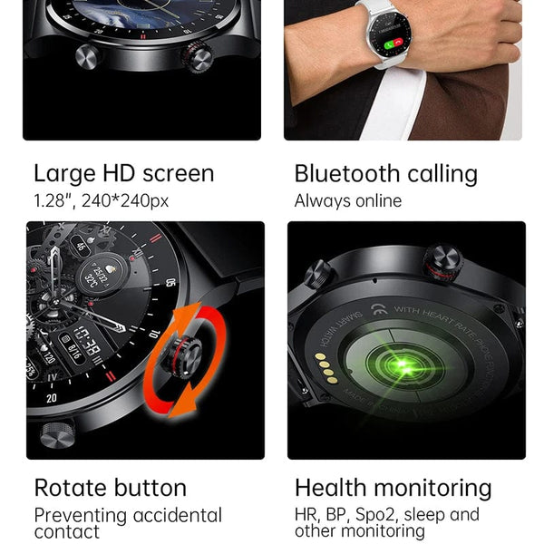 Planet Gates NFC access control / Single steel strip NFC Bluetooth Call Smart Watch Men Full Screen GPS Sports Bracelet Waterproof ECG Health Monitor SmartWatch for IOS Android 2024