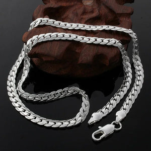 Planet Gates Nice 925 Sterling Silver 6MM Full Sideways Chain Necklace For Women Men Fashion Jewelry Sets Wedding Gift