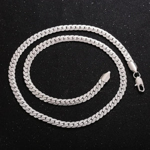 Planet Gates Nice 925 Sterling Silver 6MM Full Sideways Chain Necklace For Women Men Fashion Jewelry Sets Wedding Gift
