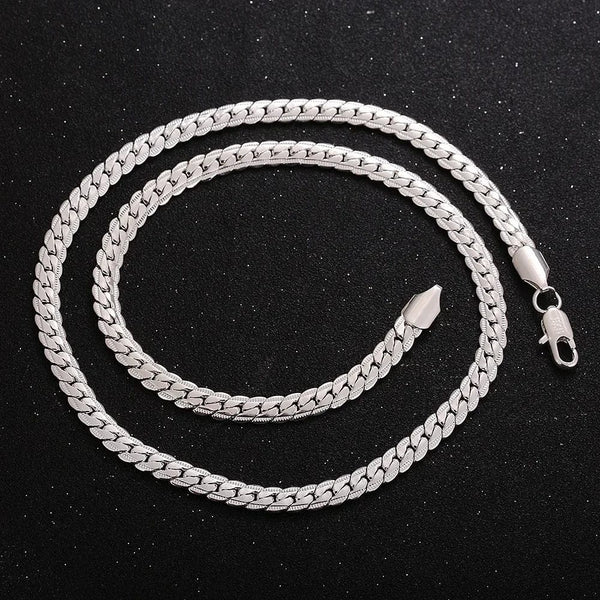Planet Gates Nice 925 Sterling Silver 6MM Full Sideways Chain Necklace For Women Men Fashion Jewelry Sets Wedding Gift
