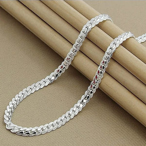 Planet Gates Nice 925 Sterling Silver 6MM Full Sideways Chain Necklace For Women Men Fashion Jewelry Sets Wedding Gift