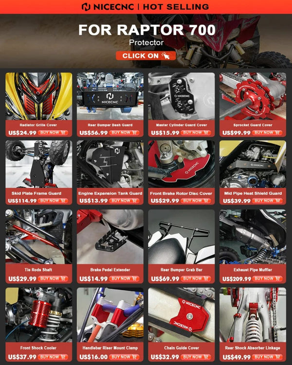 Planet Gates NICECNC ATV Engine Cover Cap Plug Kit For YAMAHA Raptor 700 2006-2024 700R Raptor 660 2001-2005 YFZ450R 2014–24 YXZ1000R YZ250F