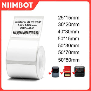 Planet Gates Niimbot B21/B1/B3S Thermal Label Sticker Paper Printable White 20-50mm Width Clothing Tag Commodity Price Food Self-Adhesive
