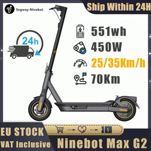 Planet Gates Ninebot MAX G2 / ITALY EU STOCK Original Ninebot by Segway MAX G2 Electric Scooter 450W Upgrated Motor 35Km/h Speed 70Km Range KickScooter Ship in 24H
