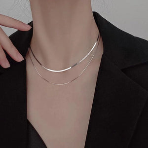 Planet Gates NK172 Silver 2023 S925 Silver Double Layer Box Chain Snake Clavicle Chain Necklace Female Fashion Hip-hop Retro Unique Design Fine Jewelry