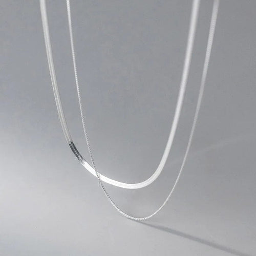 Planet Gates NK172 Silver 2023 S925 Silver Double Layer Box Chain Snake Clavicle Chain Necklace Female Fashion Hip-hop Retro Unique Design Fine Jewelry