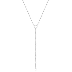Planet Gates NK188 Silver S925 Sterling Silver Double-Deck Circle Zircon Pendant Long O-Chain Choker Necklace 2024 Spring Women Wedding Fine Jewelry