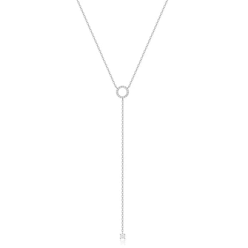 Planet Gates NK188 Silver S925 Sterling Silver Double-Deck Circle Zircon Pendant Long O-Chain Choker Necklace 2024 Spring Women Wedding Fine Jewelry