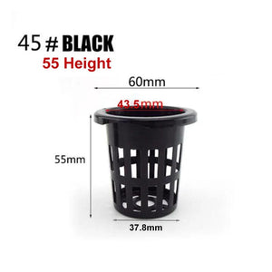Planet Gates NO.45 black 55mm 50pcs Hydroponic Soilless Mesh Net basket Plant veg Grow Nursery Cup Pot Sponge tray Aeroponic Veg Planter Clone Colonization q1
