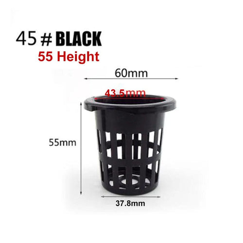 Planet Gates NO.45 black 55mm 50pcs Hydroponic Soilless Mesh Net basket Plant veg Grow Nursery Cup Pot Sponge tray Aeroponic Veg Planter Clone Colonization q1