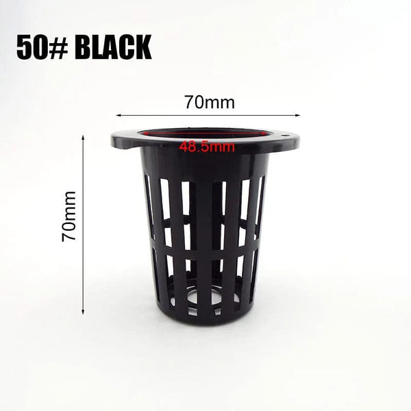 Planet Gates NO.45 black 55mm 50pcs Hydroponic Soilless Mesh Net basket Plant veg Grow Nursery Cup Pot Sponge tray Aeroponic Veg Planter Clone Colonization q1