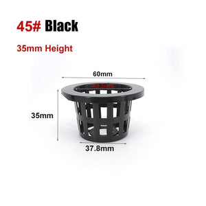 Planet Gates NO.45 black 55mm 50pcs Hydroponic Soilless Mesh Net basket Plant veg Grow Nursery Cup Pot Sponge tray Aeroponic Veg Planter Clone Colonization q1